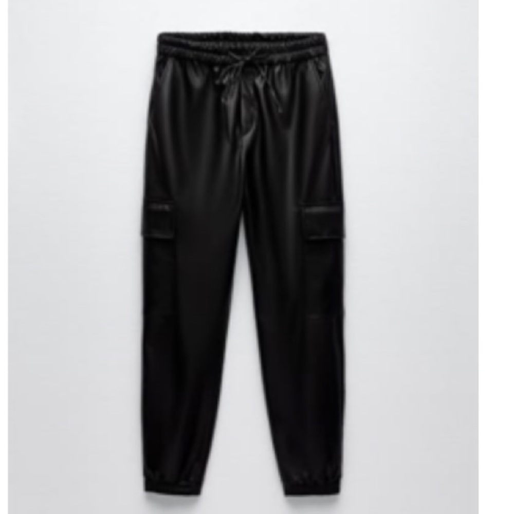 Zara faux leather cargo pants